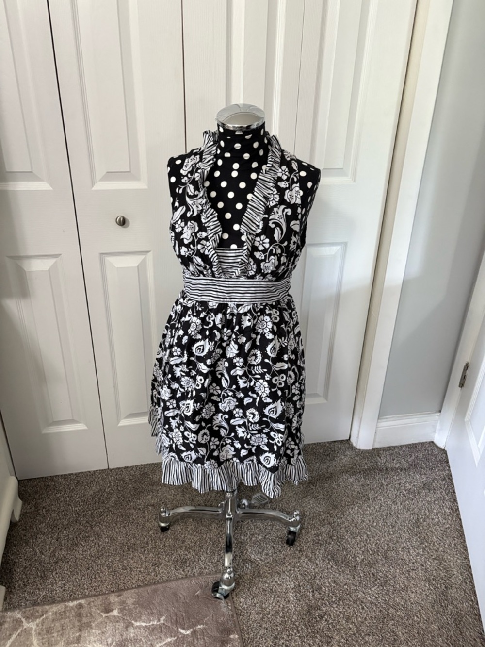 Johnny Martin Black and White Floral Halter Dress